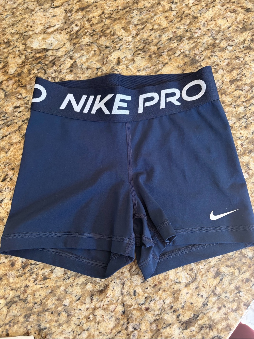 Nike Pro Navy (w/ White)  3 inch Performance Compression Shorts
